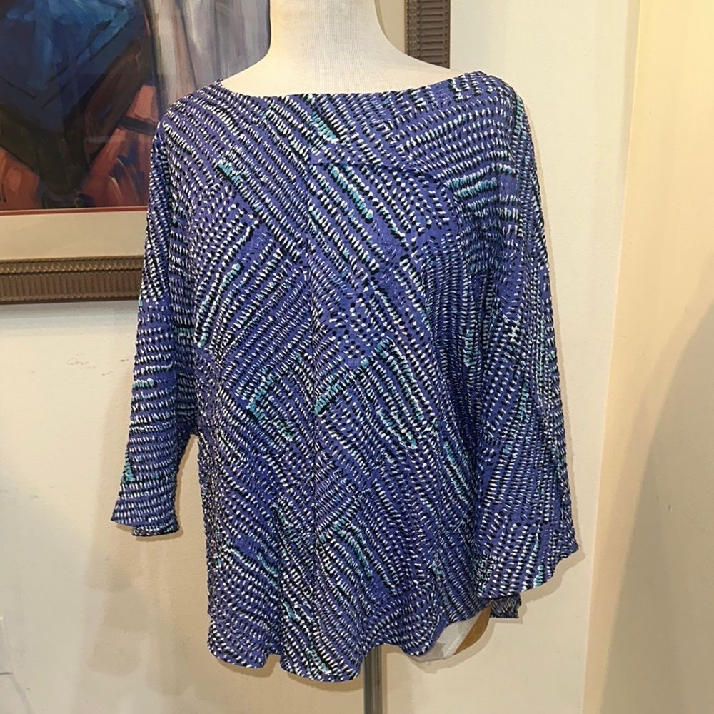 Habitat Purple/Blue Patterned Cotton Women's Top   Size Large